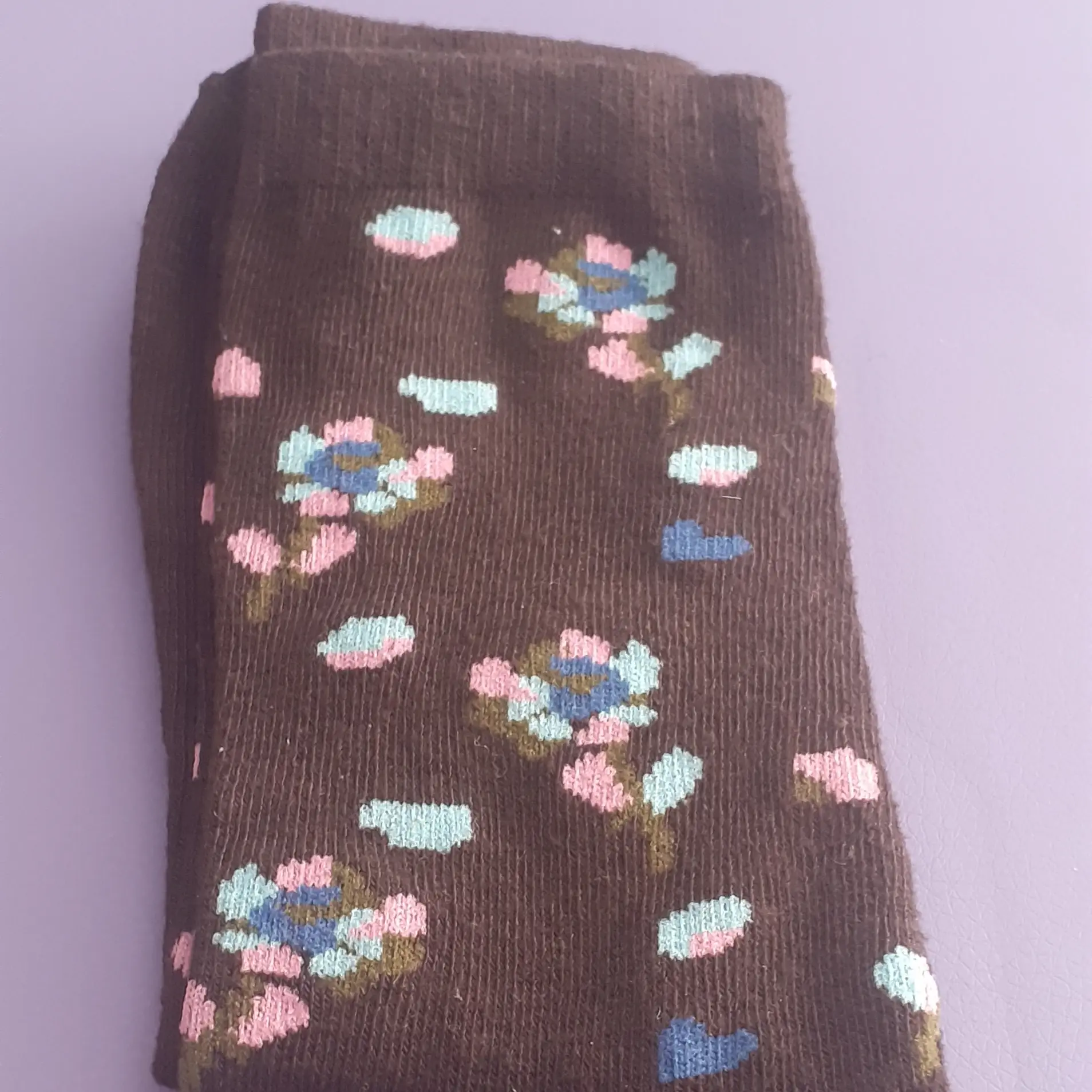 Calcetines Calcetines-Mujer-Marron-Flores_resultado