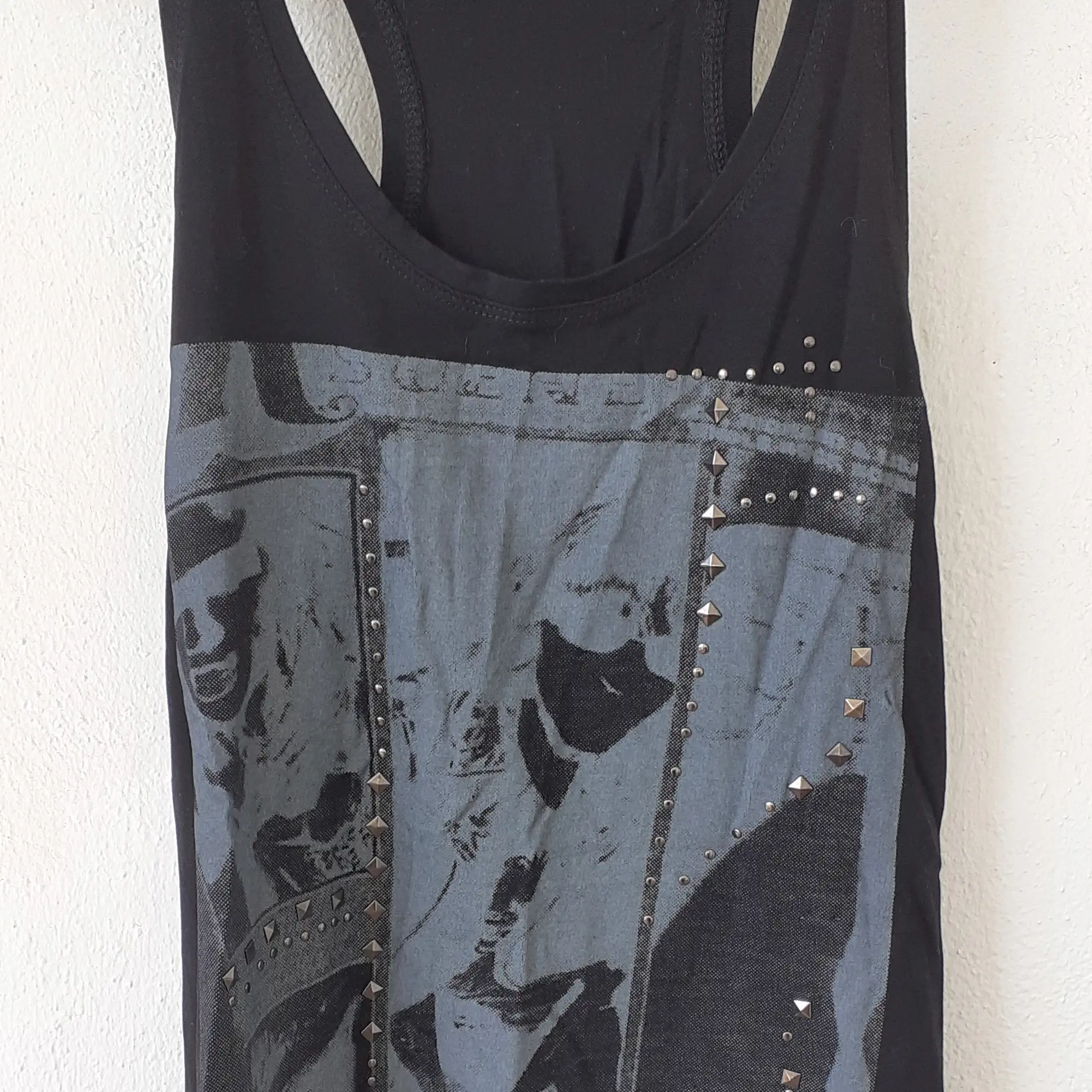 Camiseta blanca flores azules vintage